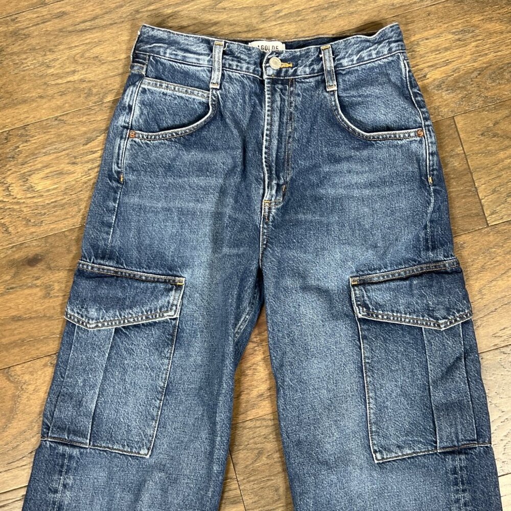 AGOLDE Los Angeles Minka Cargo Jeans Blue Size 26 EUC - Picture 3 of 6